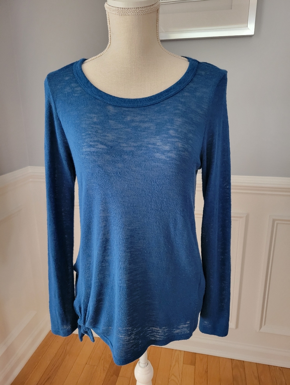 Bobeau Blue Lightweight Sweater Side Tie Pullover Long Sleeve Women's Size S